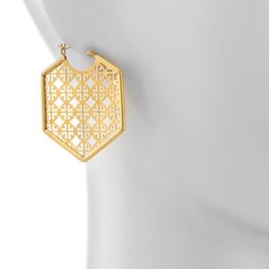 Tory Burch earrings logo gold statement earrings